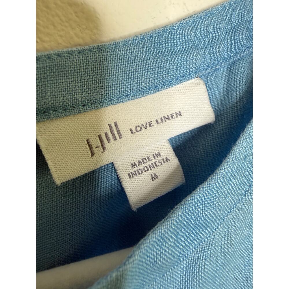 100% Linen Blue Shift Dress Minimalist Summer Coastal Capsule Relaxed Fit - Picture 3 of 7